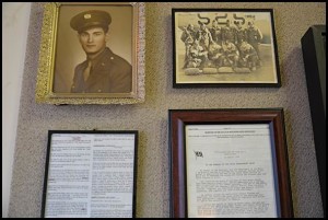 Some of the memorabilia included in a memorial display for Stanley Frontczak.