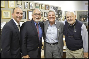 Hamtramck Judge Paul Paruk, Nick Frontczak, Jerry Dettloff and Buck Jerzy pose together at a gathering to honor Frontczak’s father, Stanely, who died 25 years ago and served in World War II.
