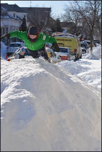 One way to embrace all this snow is to just, well, embrace it like this youngster on Botsford did on Monday. 