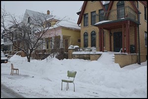 Despite the city’s recent crackdown on using pieces of furniture to save a parking space, many residents ignored that, including the mayor’s house where this photo was taken.