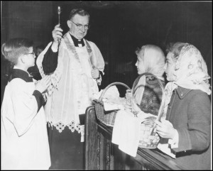 The blessing of Easter food baskets at St. Florian Church.