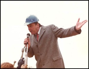 Kozaren at the ground-breaking for the GM assembly plant, a deal that involved negotiations with GM and Detroit.