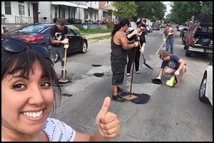 The Hamtramck Guerilla Road Repair group took matters into their own hands last summer and began repairing potholes.