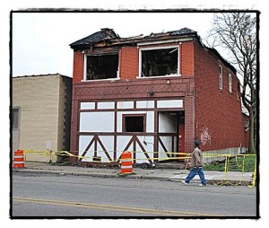 The former Hamtramck Pub on Caniff is now an empty lot.