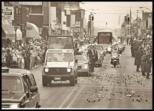 Pope John Paul II travels down Jos. Campau in his Popemobile. He visited Hamtramck 31 years ago, on Sept. 18, 1987. 